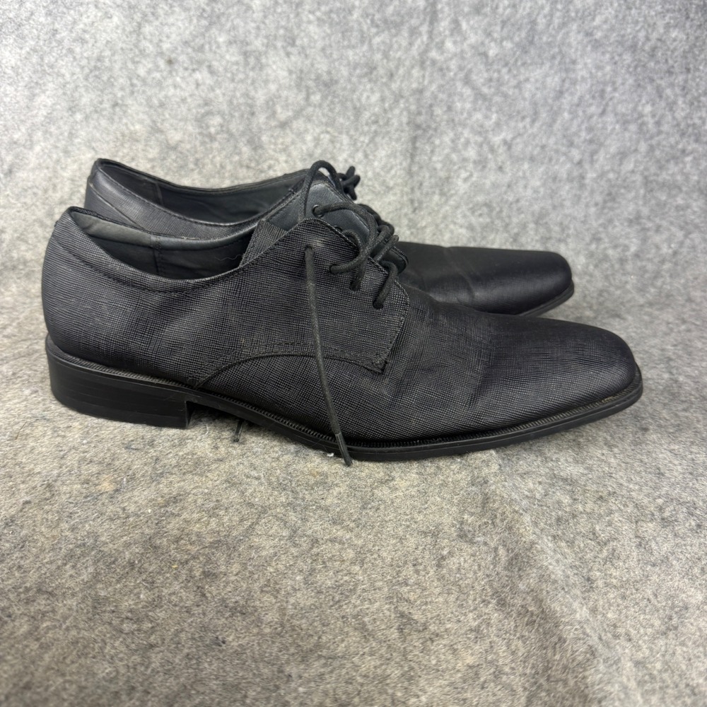 Calvin Klein Gordan Mens Black Textured Square Toe Oxford Dress Shoes Size 8.5